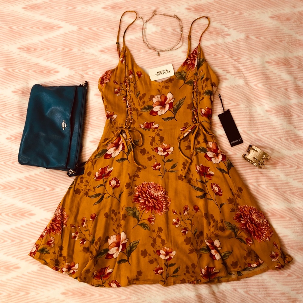 Forever 21 mustard yellow mini dress